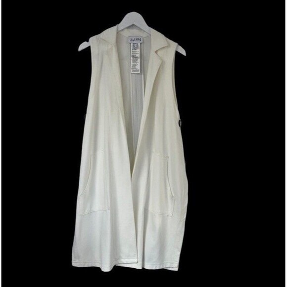 Joseph Ribkoff Duster Vest Cover Up Pockets Designer Chic Artsy Minimalist Mod 4 - Picture 2 of 9